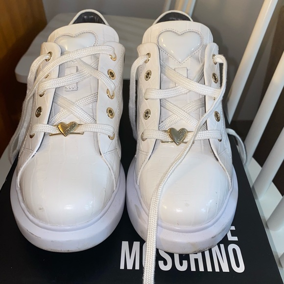 Love Moschino womens embossed leather heart patch chunky trainer size 38 - Picture 16 of 16